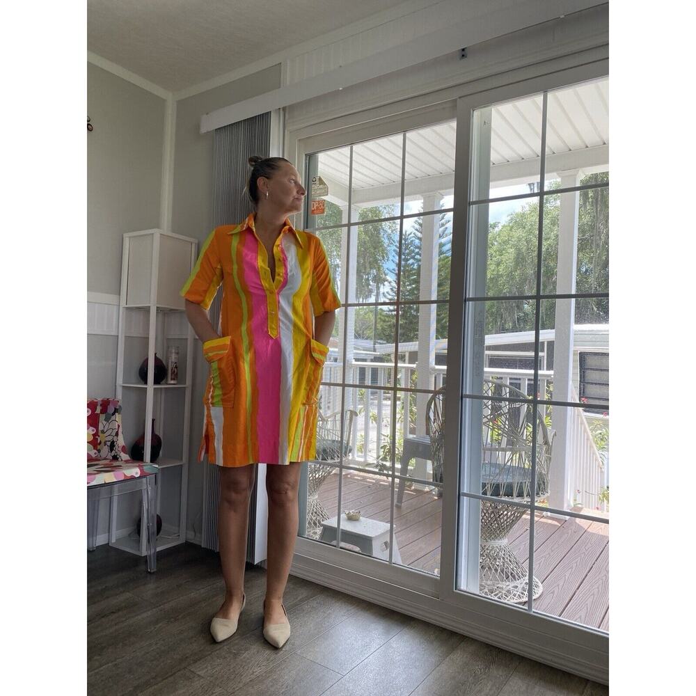 Catherine Ogust for Penthouse Gallery Bright colorful blouse shirt Dress P